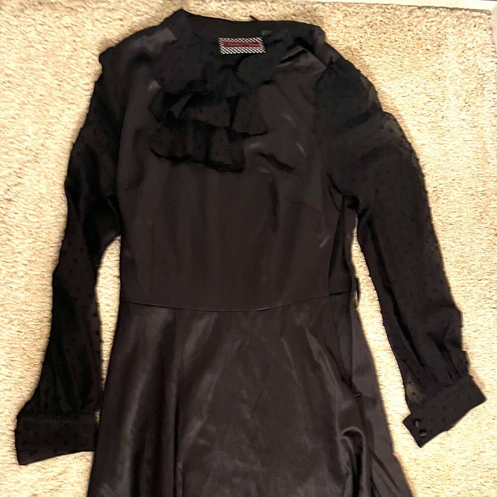 Voodoo Vixen Black Satin Ruffle Dress